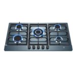 Parrilla de gas 5 quemadores 86 cm en acero inoxidable - negro satinado profundo AI5BN Avera