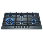 Parrilla de gas 6 quemadores 86 cm en acero inoxidable - negro satinado profundo AI6N Avera