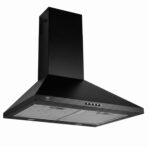 Campana de cocina de pared piramidal 60 cm, 800 m³/h de extracción en acero inoxidable - negro CEP60N Avera