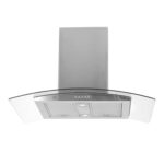 Campana de cocina para isla curva 90 cm, 780 m3/h de extracción acero inoxidable y vidrio templado, acero inoxidable CEVD90B Avera
