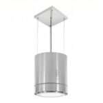 Campana de cocina para isla colgante cilíndrica 38 cm con lámpara decorativa, 850 m3/h de extracción acero inoxidable CIS38C Avera
