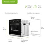 Horno empotrable a gas LP 58 L con doble zona de quemadores HE02LP Avera - Imagen 4