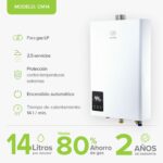 Calentador de agua instantáneo modulante gas LP 2.5 Servicios, 14 Litros/Minuto CM14 Avera - Imagen 2