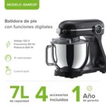 Batidora de pedestal 7 L digital pantalla LED con 10 velocidades 800 W + 4 accesorios BAM03P Avera - Imagen 2