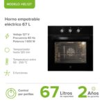 Horno empotrable eléctrico 67 L con convección y 5 funciones 1600 W 127 V HEL127 Avera - Imagen 2