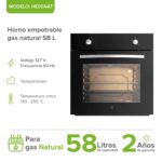 Horno empotrable a gas natural 58 L con quemador inferior HE00NAT Avera - Imagen 2
