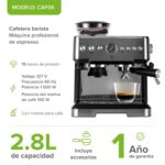 Cafetera espresso barista 2.8L con vaporizador y molino - 19 bares de presión CAF06 Avera - Imagen 2