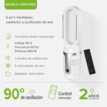 Ventilador calefactor sin aspas y purificador 3 en 1, oscilación 90° con WiFi VENTOR06 Avera - Imagen 2