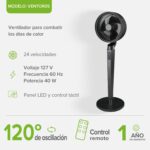 Ventilador de pedestal de 24 velocidades, rotación 360°, oscilación 120° con control VENTOR05 Avera - Imagen 2
