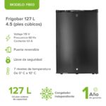 Frigobar 127 L 4.5 pies con puerta reversible y llave - negro FB03 Avera - Imagen 2