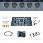 Parrilla de gas 5 quemadores 86 cm en acero inoxidable - negro satinado profundo AI5BN Avera - Imagen 3