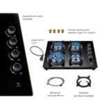 Parrilla de gas 4 quemadores 60 cm en vidrio templado con soporte circular - negro VT4 Avera - Imagen 4