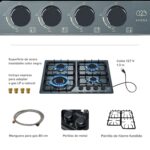 Parrilla de gas 4 quemadores 59 cm en acero inoxidable - negro satinado profundo AI4BN Avera - Imagen 3