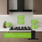 Parrilla de gas 5 quemadores 90 cm en vidrio templado con soporte circular - negro VT5B Avera - Imagen 6