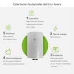 Calentador de agua de depósito eléctrico 1.5 Servicios, 50 Litros 127 V C50LE Avera - Imagen 9