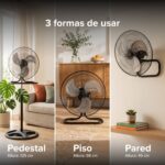 Ventilador 3 en 1 de 3 velocidades, oscilación 90° con altura ajustable: pedestal, piso y pared VENT31 Avera - Imagen 5