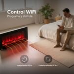 Calefactor eléctrico tipo chimenea 42" 107 cm con WiFi - cobertura 35m2 CAL05 Avera - Imagen 7