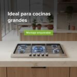Tricombo Parrilla de gas 5 quemadores acero inoxidable 76 cm + Campana de pared extraible 80 cm + Horno gas LP 58 L AI5CED80HE01LP Avera - Imagen 8