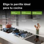 Parrilla de gas 5 quemadores 90 cm en vidrio templado con soporte circular - negro VT5B Avera - Imagen 11