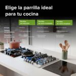 Parrilla de gas 6 quemadores 86 cm en acero inoxidable - negro satinado profundo AI6N Avera - Imagen 10