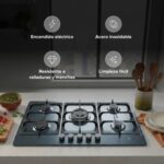 Parrilla de gas 5 quemadores 86 cm en acero inoxidable - negro satinado profundo AI5BN Avera - Imagen 5