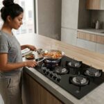 Parrilla de gas 5 quemadores 90 cm en vidrio templado con soporte circular - negro VT5B Avera - Imagen 10