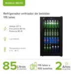 Refrigerador enfriador de bebidas 115 latas 85 L 3.0 pies cúbicos EBC115 Avera - Imagen 2