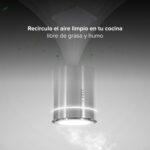 Campana de cocina para isla colgante cilíndrica 38 cm con lámpara decorativa, 850 m3/h de extracción acero inoxidable CIS38C Avera - Imagen 6
