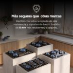 Parrilla de gas 5 quemadores 90 cm en vidrio templado con soporte circular - negro VT5B Avera - Imagen 9