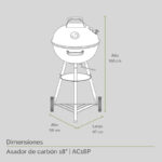 Asador de carbón de 18" 44 cm con termómetro AC18P Avera - Imagen 4