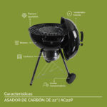 Asador de carbón de 22" 56 cm con termómetro y bandeja de cenizas AC22P Avera - Imagen 4
