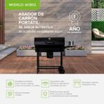 Asador de carbón tipo tambor con termómetro, bandeja de cenizas, mesa lateral y frontal ACB02 Avera - Imagen 3
