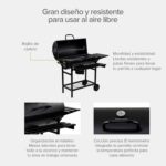Asador de carbón tipo tambor con termómetro, bandeja de cenizas, mesa lateral y frontal ACB02 Avera - Imagen 4