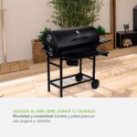 Asador de carbón tipo tambor con termómetro, bandeja de cenizas, mesa lateral y frontal ACB02 Avera - Imagen 6