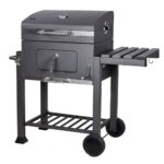 Asador de carbón con elevador de parrilla, puerta para carbón y mesa lateral ACB03 Avera