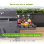 Asador de carbón con elevador de parrilla, puerta para carbón y mesa lateral ACB03 Avera - Imagen 6