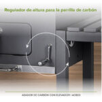 Asador de carbón con elevador de parrilla, puerta para carbón y mesa lateral ACB03 Avera - Imagen 7