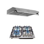 Combo Parrilla de gas 4 quemadores acero inoxidable spider 58 cm + Campana de pared 60 cm AI4BCEA60 Avera