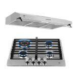 Combo Parrilla de gas 4 quemadores acero inoxidable 58 cm + Campana de pared 60 cm AI4CEA60 Avera