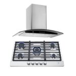 Combo Parrilla de gas 5 quemadores acero inoxidable 76 cm + Campana de pared curva 76 cm AI5CEV60C Avera