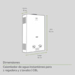 Combo Calentador gas LP 8 L, 1.5 Servicios + Presurizador 35 L C8LPR35L Avera - Imagen 4