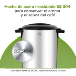 Cafetera de urna con 2 dispensadores 50 tazas en acero inoxidable CAF05 Avera - Imagen 5