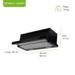 Tricombo Parrilla de gas 6 quemadores vidrio templado 90 cm + Campana de pared extraible táctil 90 cm + Horno eléctrico 67 L VT6CED90THEL127 Avera - Imagen 13
