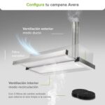 Combo Parrilla de gas 5 quemadores acero inoxidable 76 cm + Campana de pared extraible 80 cm AI5CED80 Avera - Imagen 7