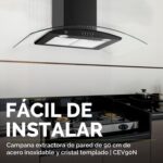 Combo Parrilla de inducción 4 quemadores + Parrilla de gas 2 quemadores + Campana de pared curva negra 90 cm VT2PIV4CEV90N Avera - Imagen 6