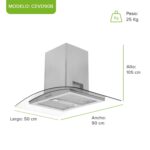 Tricombo Parrilla de gas 6 quemadores acero inoxidable 86 cm + Campana para isla curva 90 cm + Horno gas LP 58 L AI6CEVD90BHE01LP Avera - Imagen 12