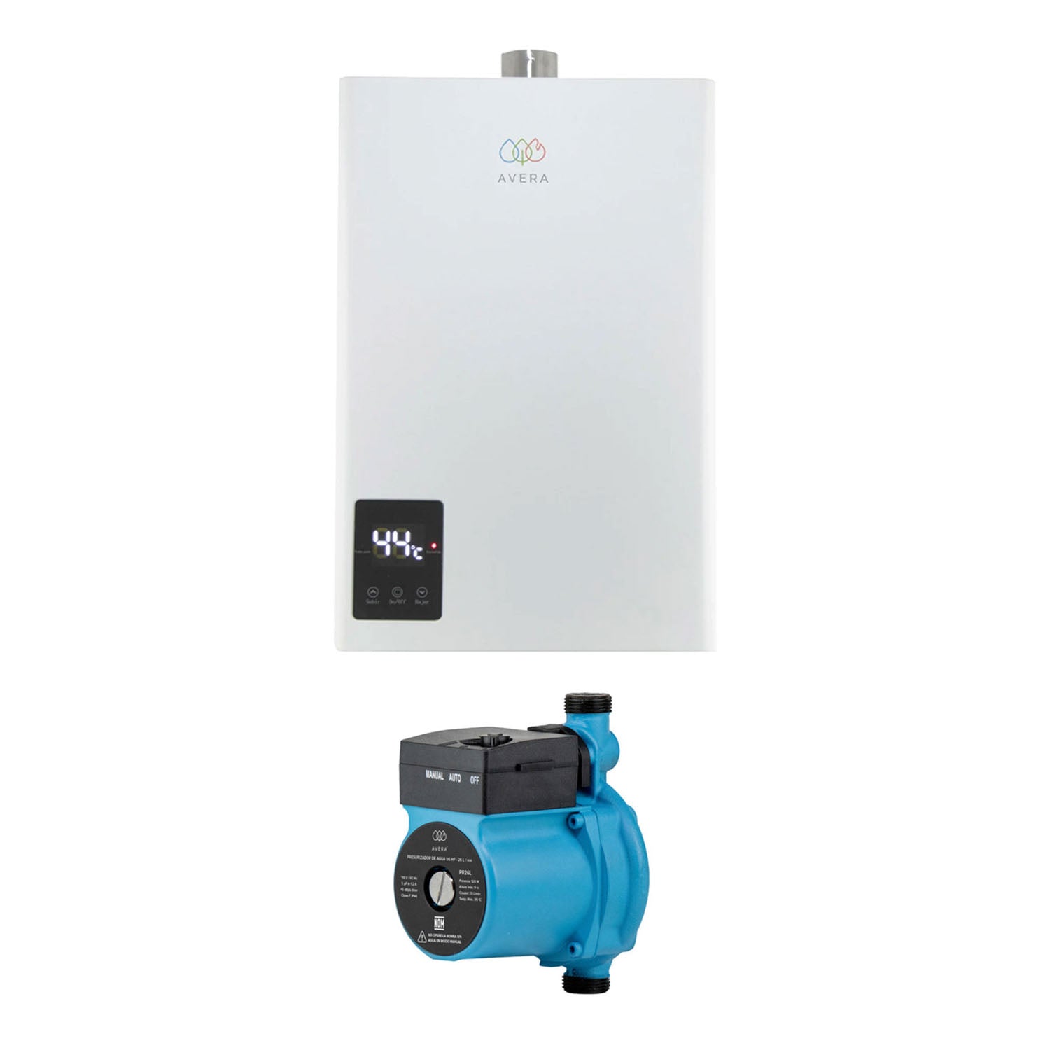 CM24PR72L_01.jpg Combo Calentador instantáneo modulante gas LP 24 L, 4 Servicios + Presurizador 72 L CM24PR72L Avera - Imagen 1