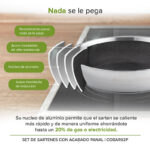 Set de sartenes de acero inoxidable acabado panal - 3 piezas COSAR02P Avera - Imagen 6