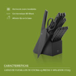Juego de cuchillos de acero con tecnología BO Black y base con afilador - 13 piezas CU13 Avera - Imagen 4