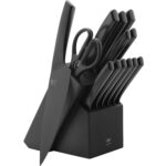 Juego de cuchillos de acero con tecnología BO Black y base con afilador - 13 piezas CU13 Avera
